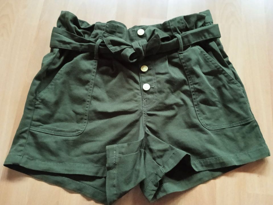 Paperbag Style Sommer Shorts Set khaki und braun in Bisingen