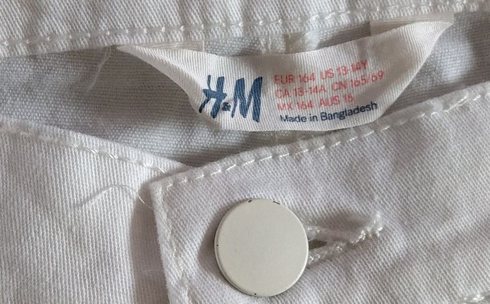 H&M Capri * weiß * 164 * Reißverschluss am Beinabschluss * Jeans in Enger