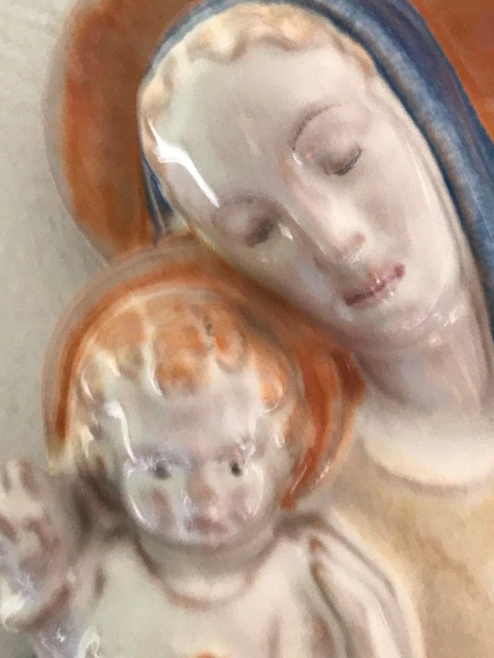 WMF Keramik-Relief Wandbild Figur Madonna Maria mit Jesuskind in Leipzig