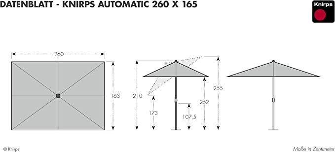Knirps Sonnenschirm AUTOMATIC - Rechteckiger Kurbelschirm 260x165 in Berlin