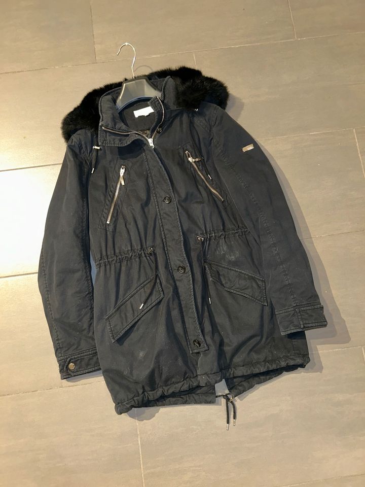 Escada Mantel/Jacke schwarz Gr 38 Kragen mit Kaninchenfell in München