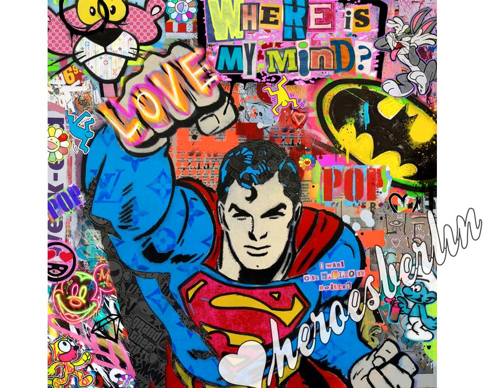 90x90 POP ART Bild⭐Superman *Galerie Berlin Streetart in Berlin