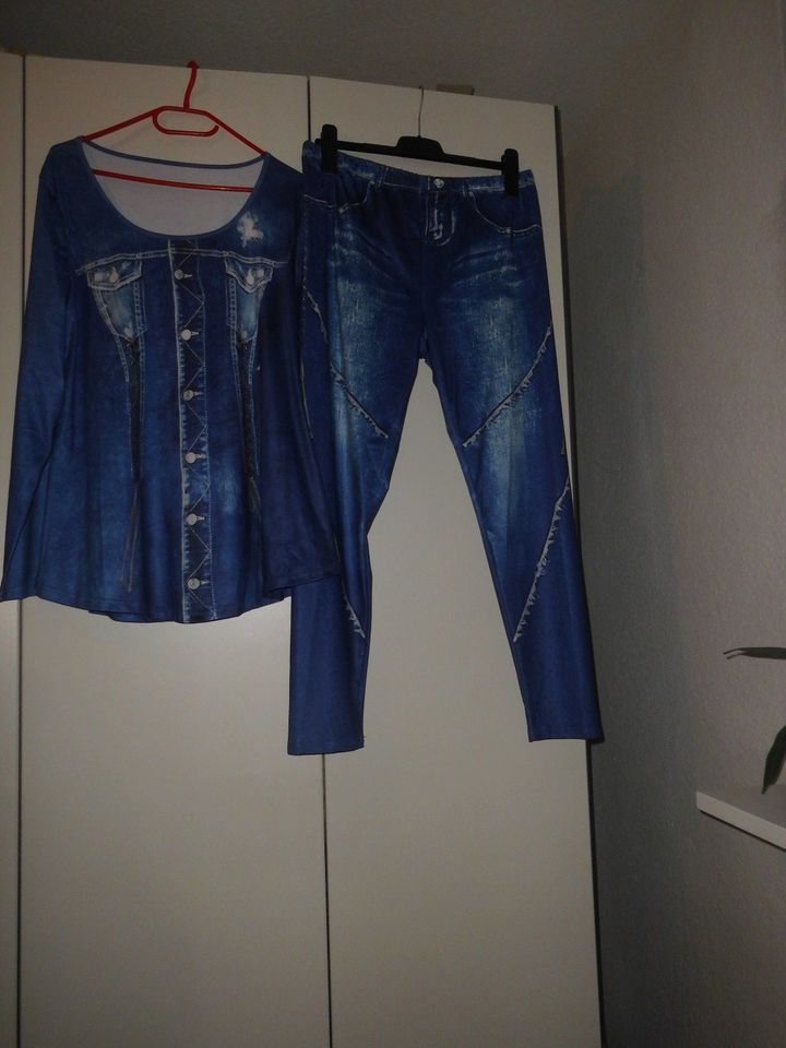 Moderner Zweiteiler Shirt & Hose Jeansstyle neu 46 in Hachenburg