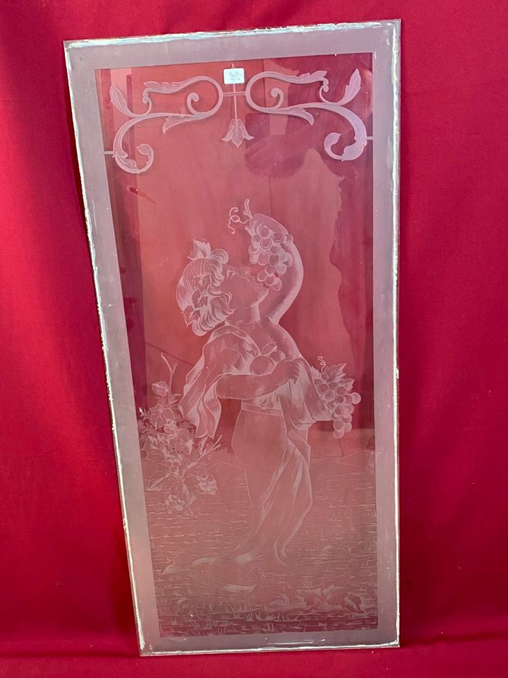 ANTIKE GLASSCHEIBE JUGENDSTIL UM 1890 FENSTER BACCHUS PUTTO GIRLANDEN 54x121cm - Versand möglich 59 Euro - Wir sind für Sie da lokal in 86830 Schwabmünchen oder online ARTHOME24 in Schwabmünchen