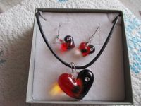 Schmuckset,Kette + Ohrhänger,schwarz/rotes Glas, MODESCHMUCK Bayern - Stockheim Oberfr Vorschau