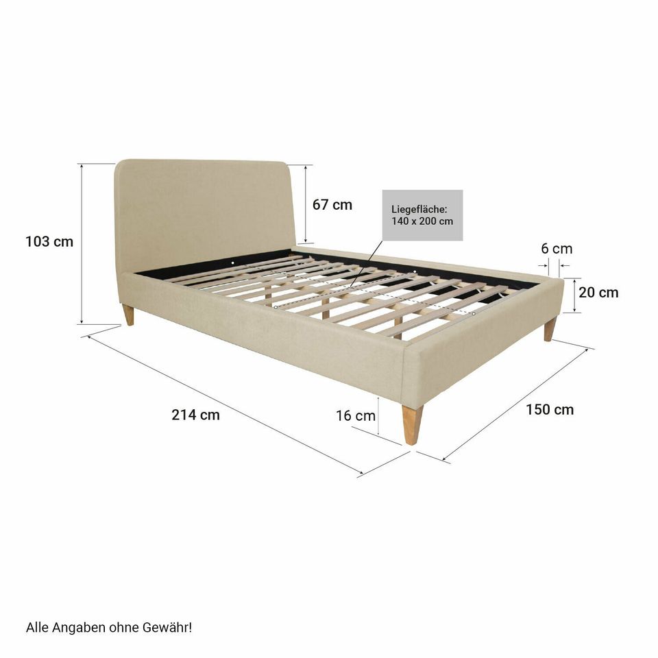 Polsterbett Bettgestell Doppelbett 140x200 cm Lattenrost VB249€* in Magdeburg