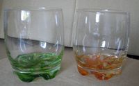 Trinkglas klar, mit grünem + orangenem verstärkten, gemusterten Rheinland-Pfalz - Neustadt an der Weinstraße Vorschau