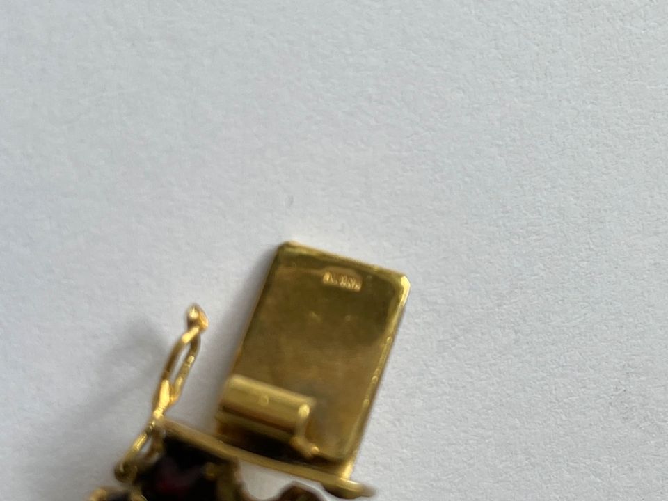 Granat Armband - 6 K Gold - Normgold - Böhmen - 21 cm in Duisburg