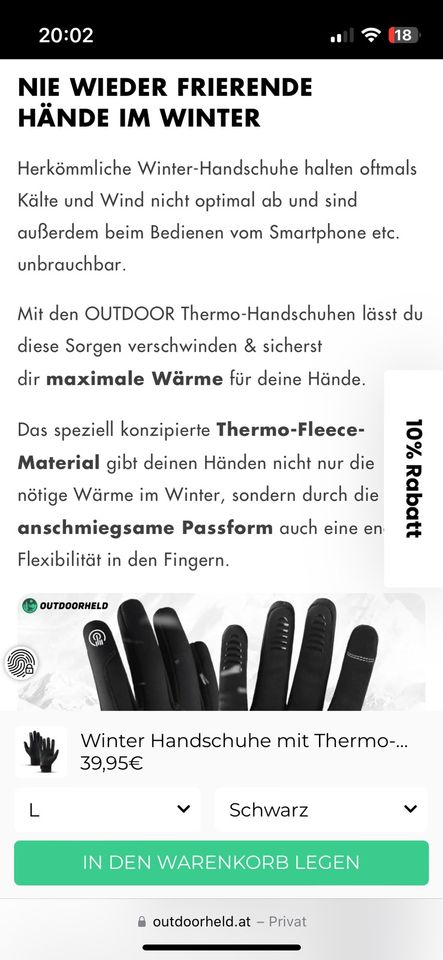 Outdoorheld Winter Handschuhe Thermo Pro Wasserdicht L Neu OVP in Alheim