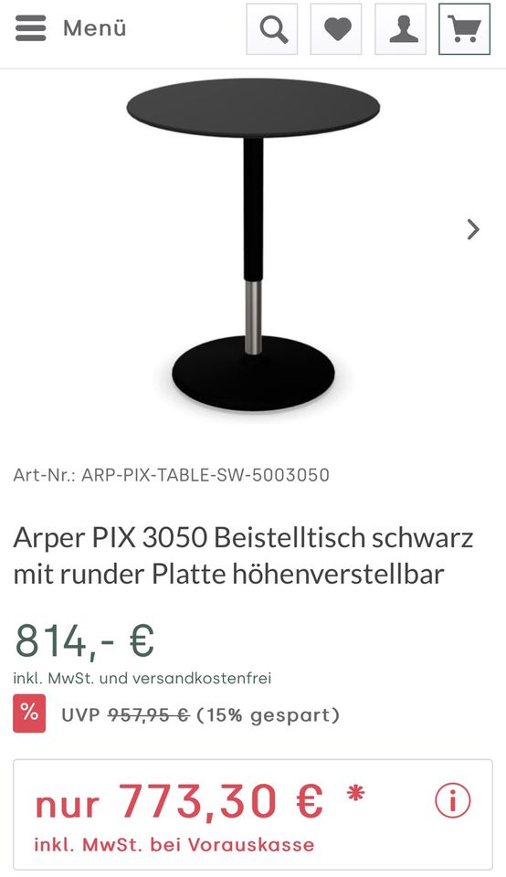3x Arper Pix 3050 Beistelltisch | Bistrotisch Schwarz in Stuttgart