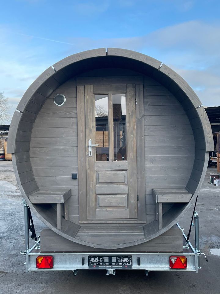 mobile Sauna 300cm mit Terrasse und Panoramascheibe in Wandlitz