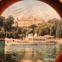 Souvenir Postkarte Foto Bild mit HolzRahmen, rund Insel Mainau Bayern - Schwabach Vorschau