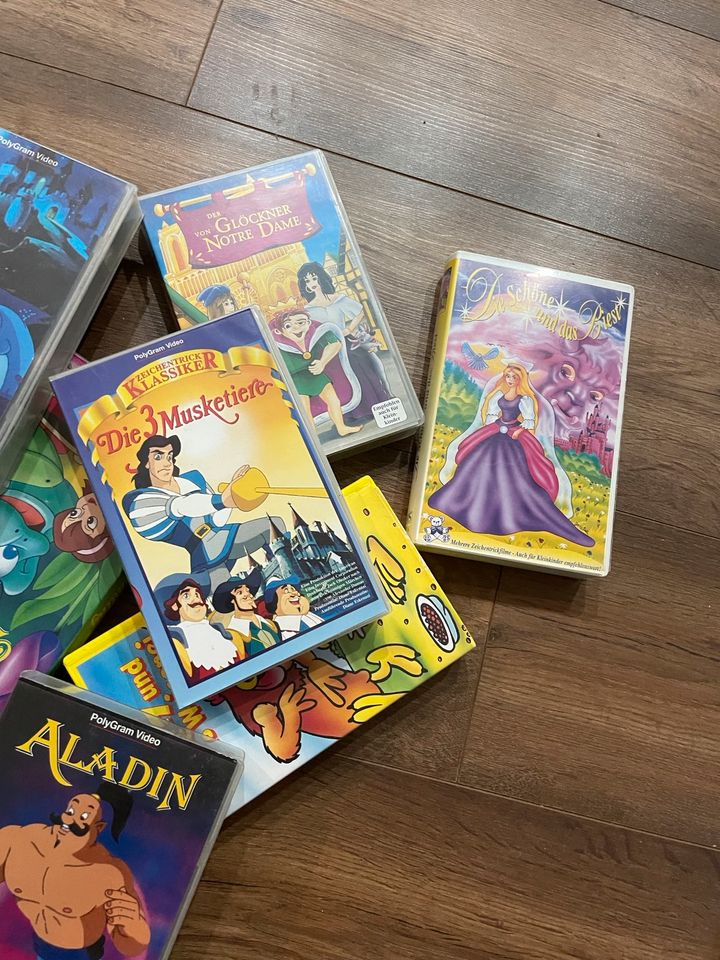 Videokassette Kinderfilme Disney/Märchen Aladin, Mulan, Peter Pan in Bad Colberg-Heldburg