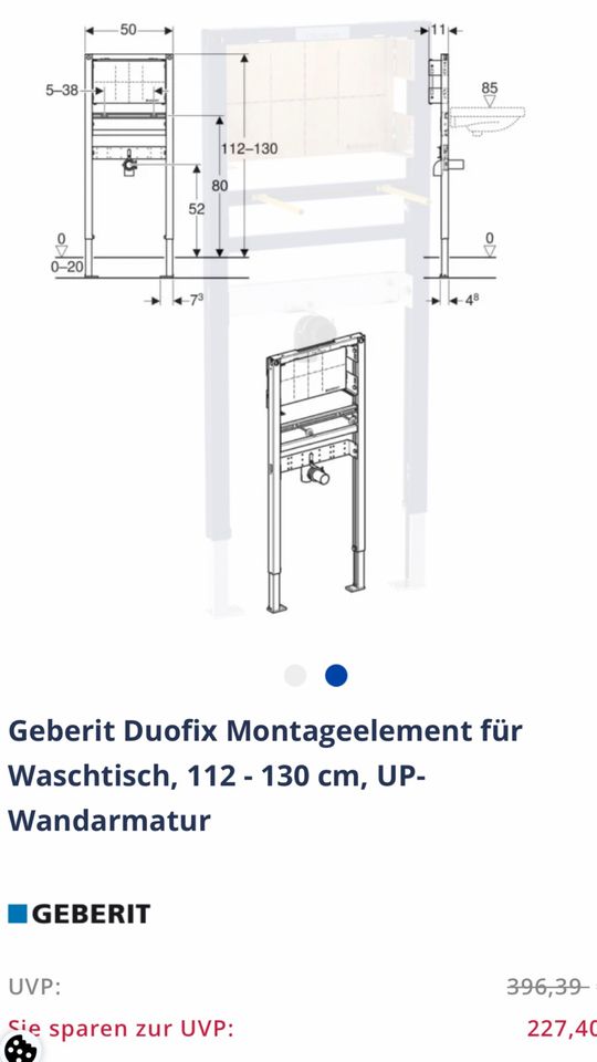 ❗️Geberit Duofix Element für Waschtisch extra hoch 112-130 Neu❗️ in Brieselang