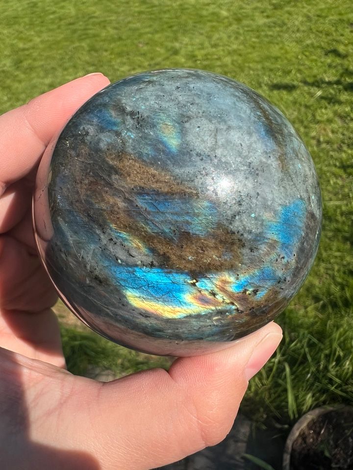 Labradorit Kugel goldenen blauen und silber Flash Kristall 7,4cm in Duisburg