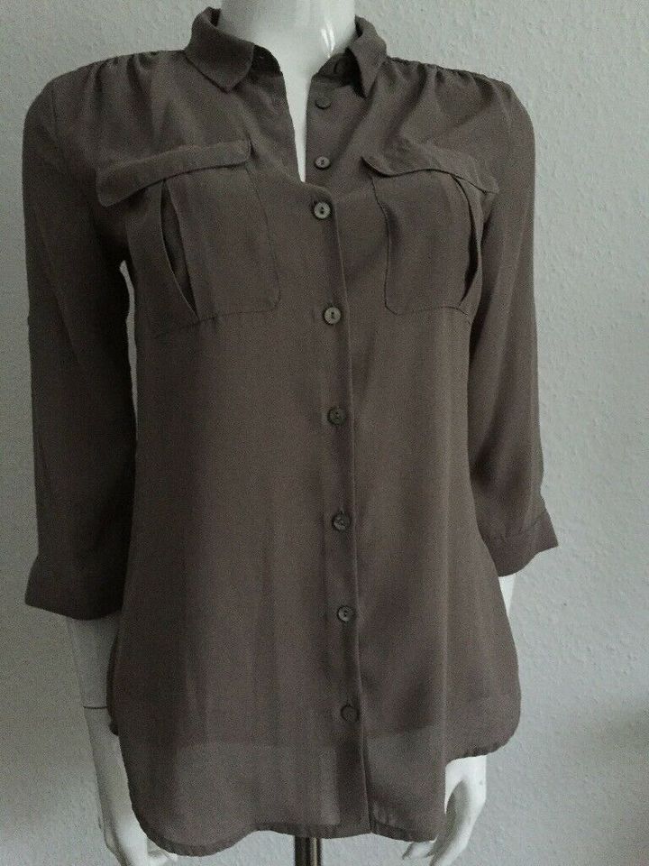 Bluse H&M beige 3/4 Ärmel  Aufkrempel-Knopfsteg Gr.34 in Köln