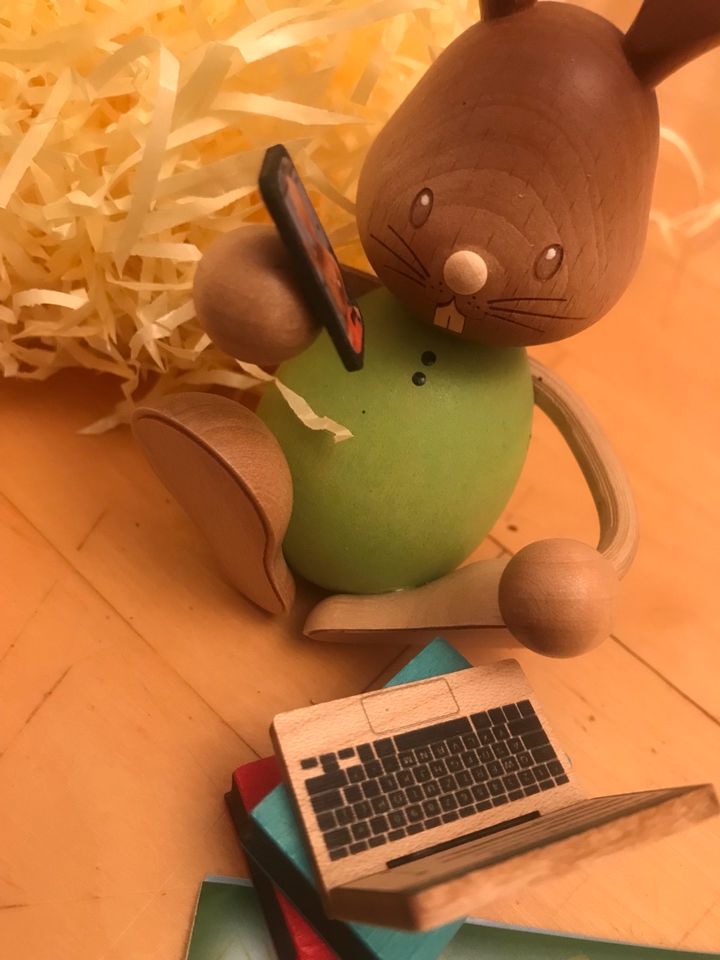 ♥️Stupsi Hase mit Stift und Laptop in Güster