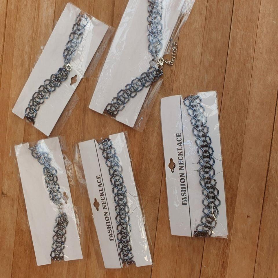 5 Tattoo-Ketten Modeschmuck schwarz, Kunststoff, 32-40 cm Neu in Bad Zwesten