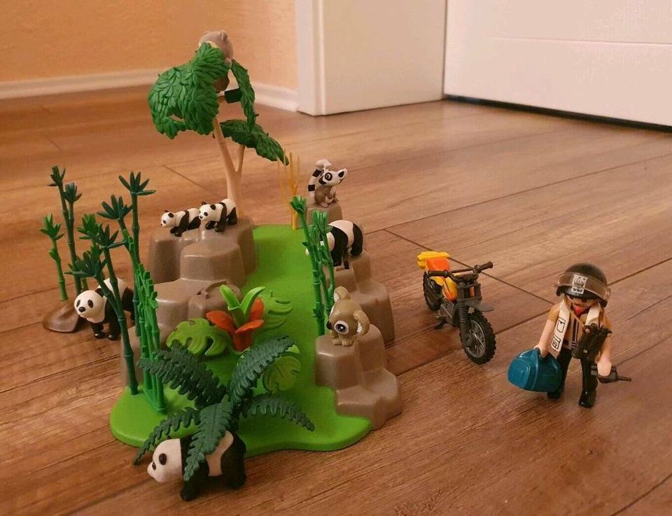 Playmobil Panda Bambuswald WWF- Forscher + Motorrad in Grabow