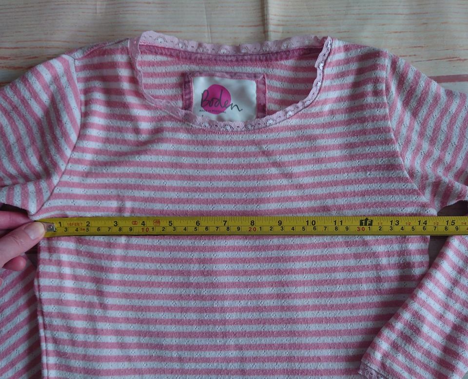 Rosa-weißes Pointelle-Shirt (Mini Boden) / Gr. 128 in Berlin