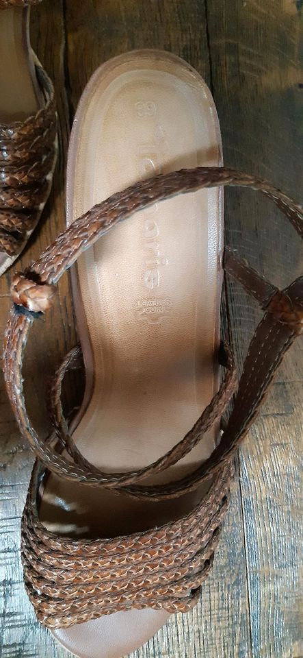 Tamaris Sandale Schuhe Leder Kork Gr.39 in Petting