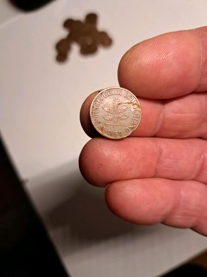 2x 1 Pfennig Münze 1950 J in Aachen