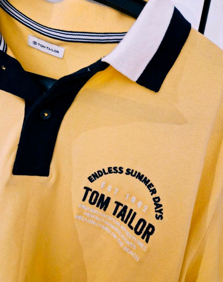 Tom Tailor T-Shirt Poloshirt Herren L blau weiß gelb NEU in Freudenberg