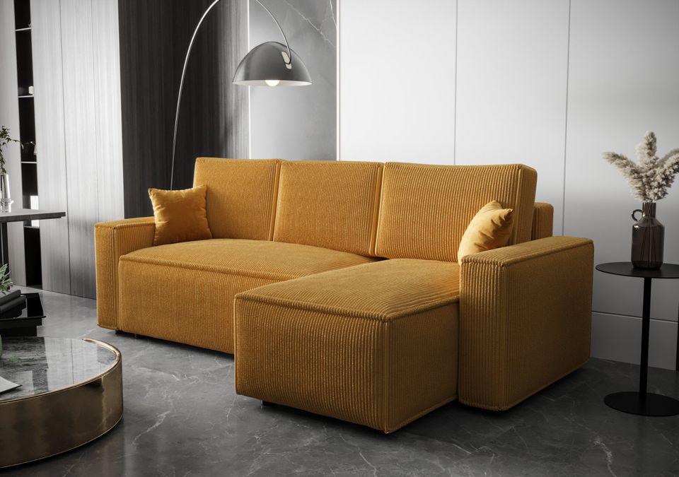 Ecksofa AMRO Schlafsofa Cord Bettkasten modern Sofa Modern in Berlin