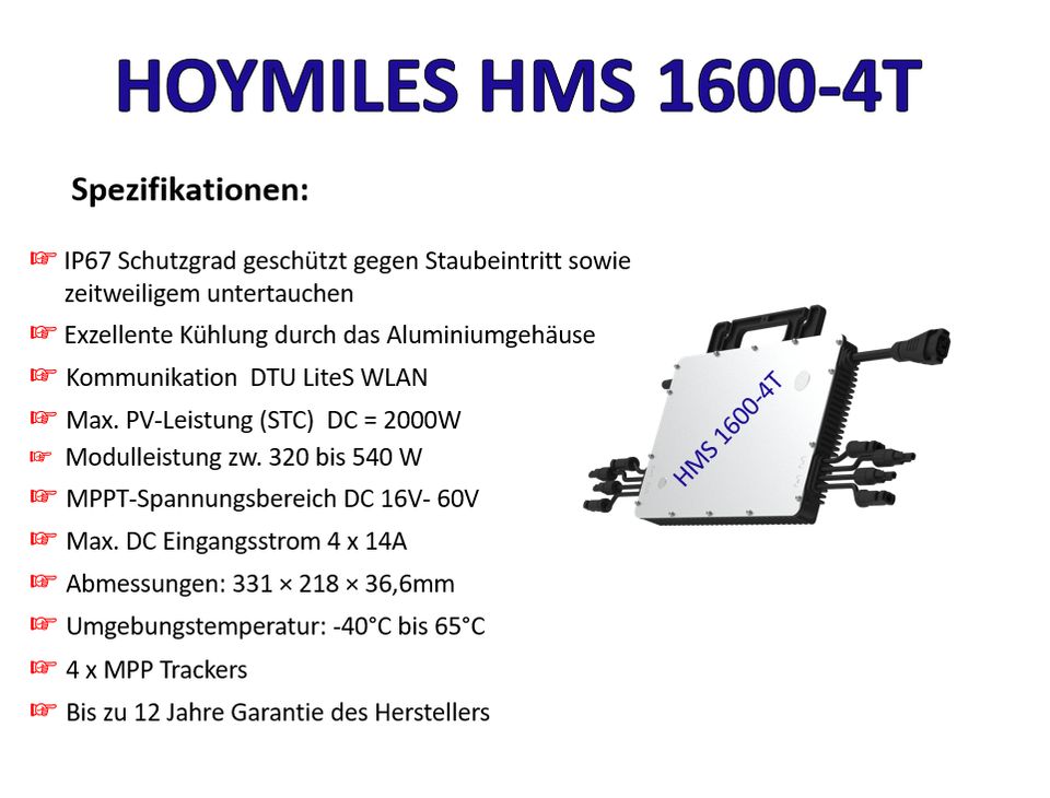 Balkonkraftwerk 1600W Hoymiles HMS 1600-4T Trina Solar Glas-Glas Fullblack in Oberhausen