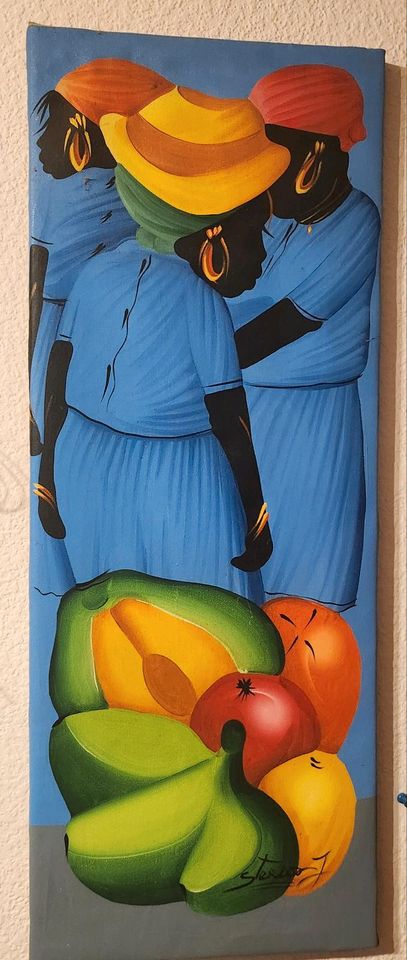 Kunst auf Leinwand Marktfrauen aus der Dominikanischen Republik in Rheinhausen