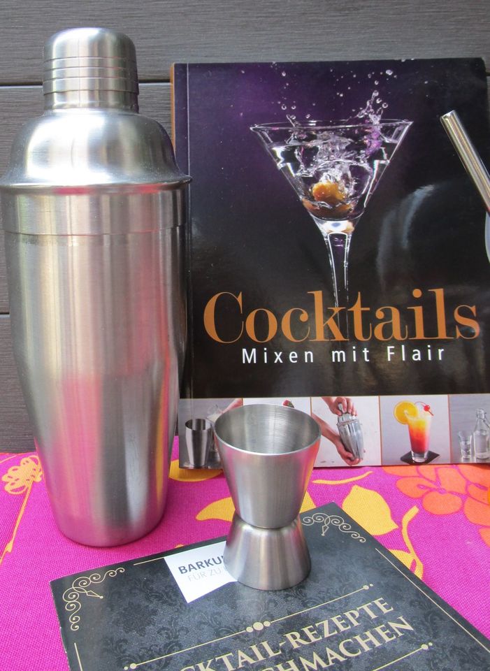 Set Cocktail Mixer Shaker CD Buch Martini Gordon's Strohhalm in Leimen