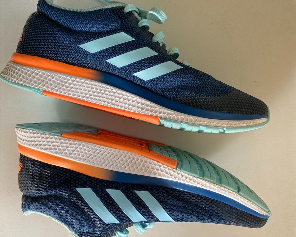 ADIDAS Sportschuh Gr.40 Jeansblau/h‘türkis Streifen,orange/weiß in Riegelsberg