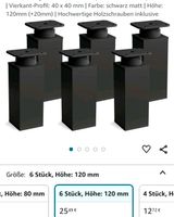 6x Möbelfüße 12-14cm einstellbar schwarz NEU Nordrhein-Westfalen - Kamp-Lintfort Vorschau