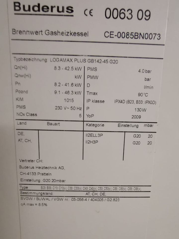 Buderus Logamax Plus GB 142 - 45 G20 in Baruth / Mark