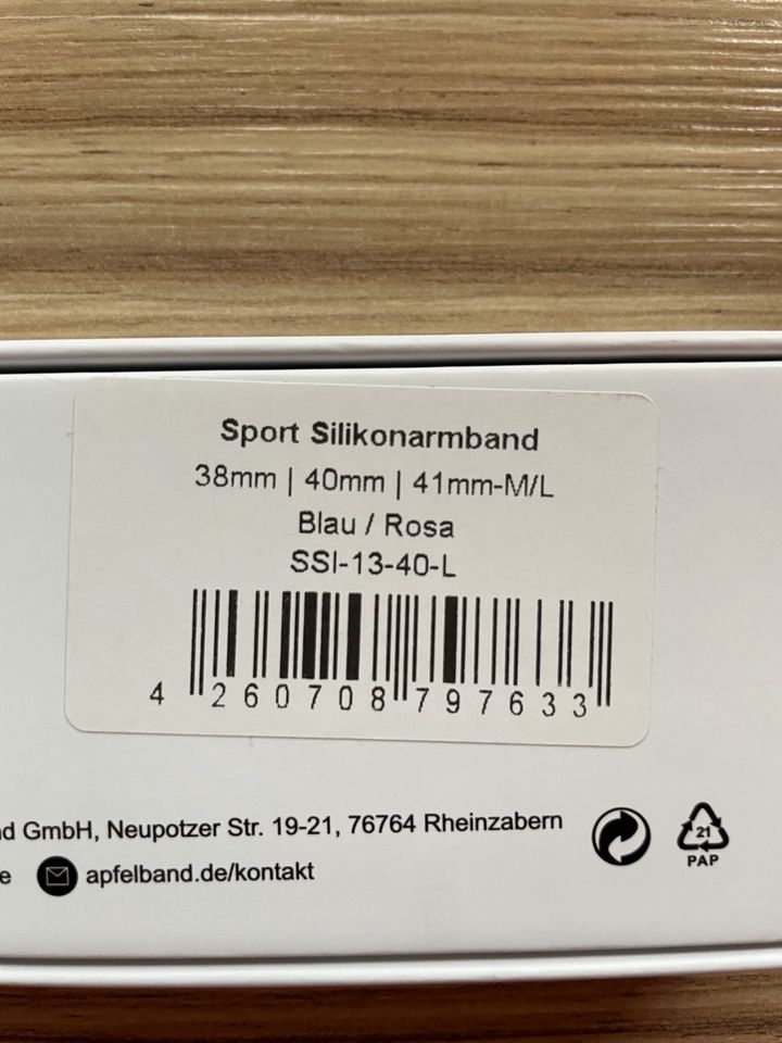 Sport Silikonarmband Apple Watch 8 - 38/40/41mm - blau/rosa-NEU in Henstedt-Ulzburg