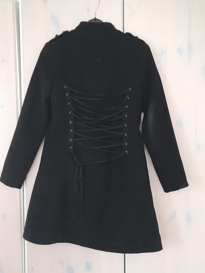 Mantel H&R London Military CyberRave Wool Coat schwarz Gothic NEU in Heimbach