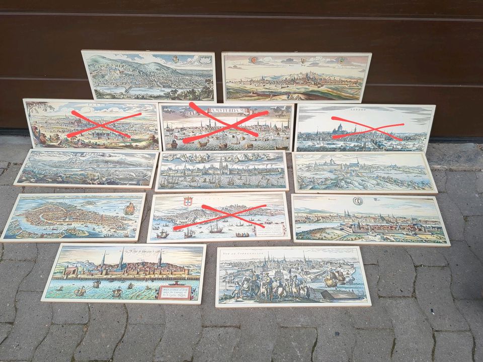 Drucke. Stadtpanorama. Kunstdrucke. Mittelalterliche Darstellunge in Aerzen