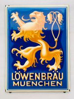 ‼️ EMAILSCHILD Löwenbräu München Emailleschild um 1950 Saarland - Schiffweiler Vorschau