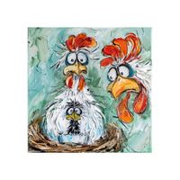 Ölbild 30x30 Hühner-Kinderüberraschung Lustige Hühner mit Küken Mecklenburg-Vorpommern - Jarmen Vorschau