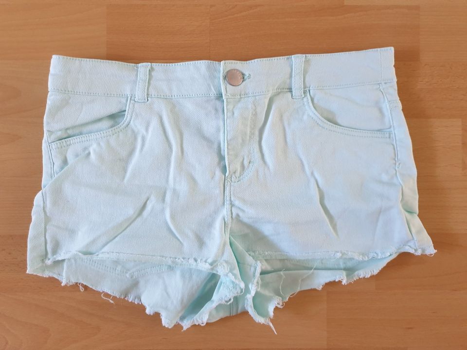 H&M Stretch Shorts Kurze Hose Hotpants Mintgrün Baumwollmischung in Schorndorf