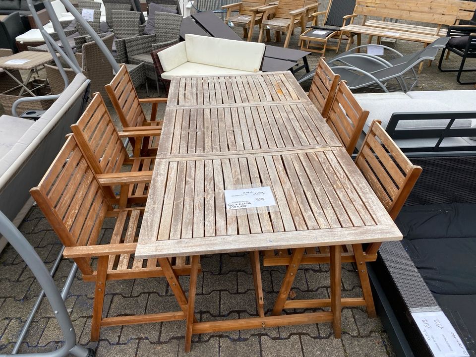 Tisch Stühle 6er Set Holz Garten Terrasse Outdoor Möbel UVP 1129€ in Alsfeld