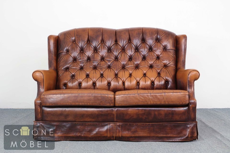 Chesterfield Design 2er Sofa 2 Sitzer Ledersofa Echtleder Leder in Berlin