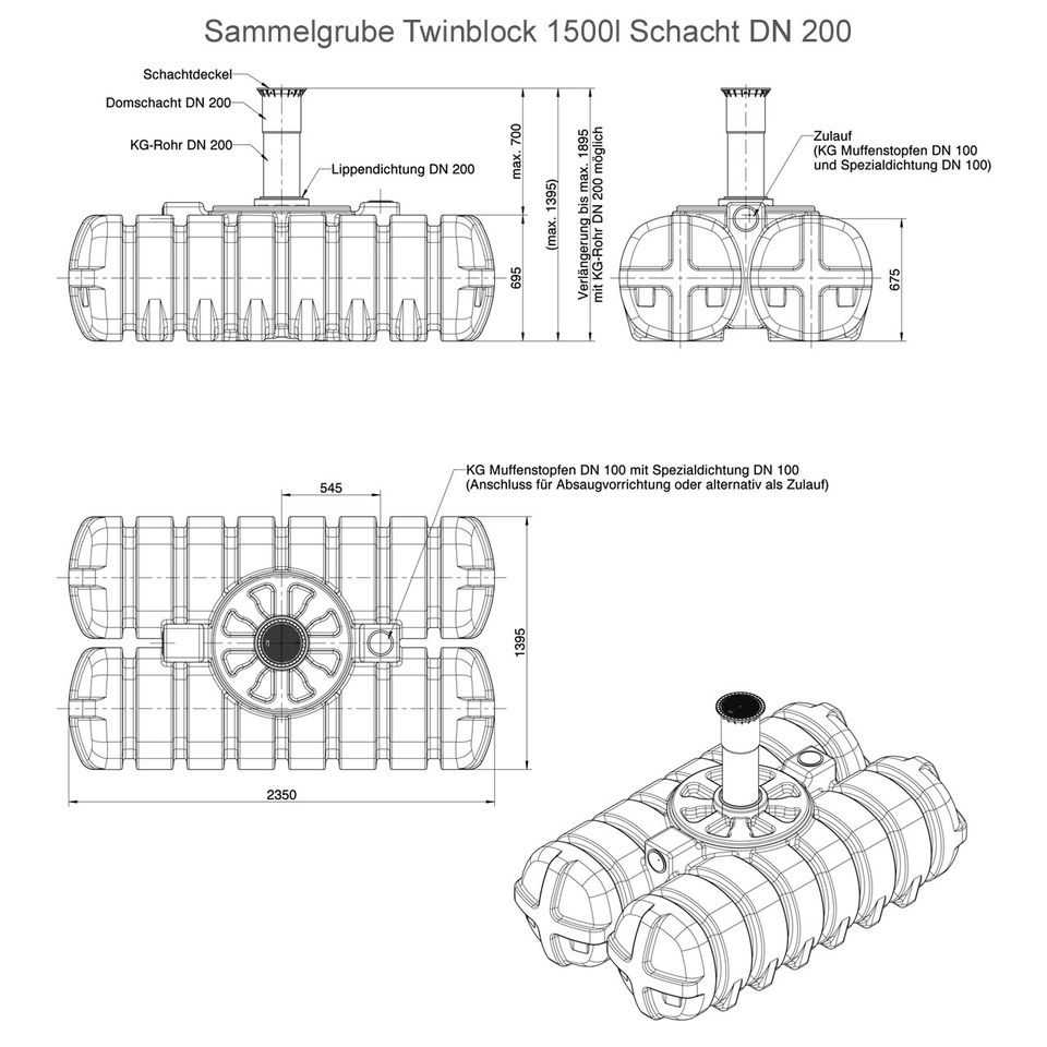 ROTH Sammelgrube 900l, 1500l, 3500 Liter Twinbloc® DIBt-Zulassung in Kyritz