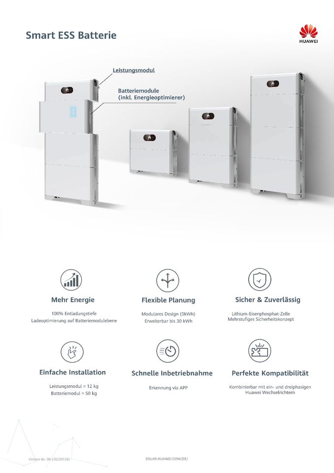 VERFÜGBAR PV Solar Strom Batterie Speicher Akku HUAWEI LUNA2000 in Kutenholz