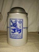 Antiker Bierkrug mit Zinndeckel Steingut Löwenbräu München 0,5l Dresden - Reick Vorschau