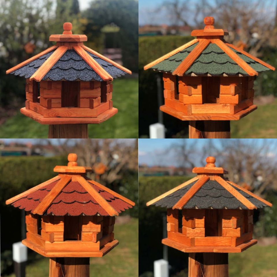 Vogelfutterhaus M Futterstelle Sechseck Vogelhaus aus Holz in Dresden