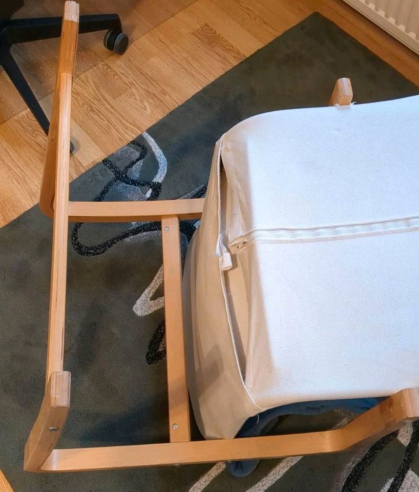 Poäng Schaukelstuhl, Stuhl,  groß blauer Bezug gebraucht in Halle