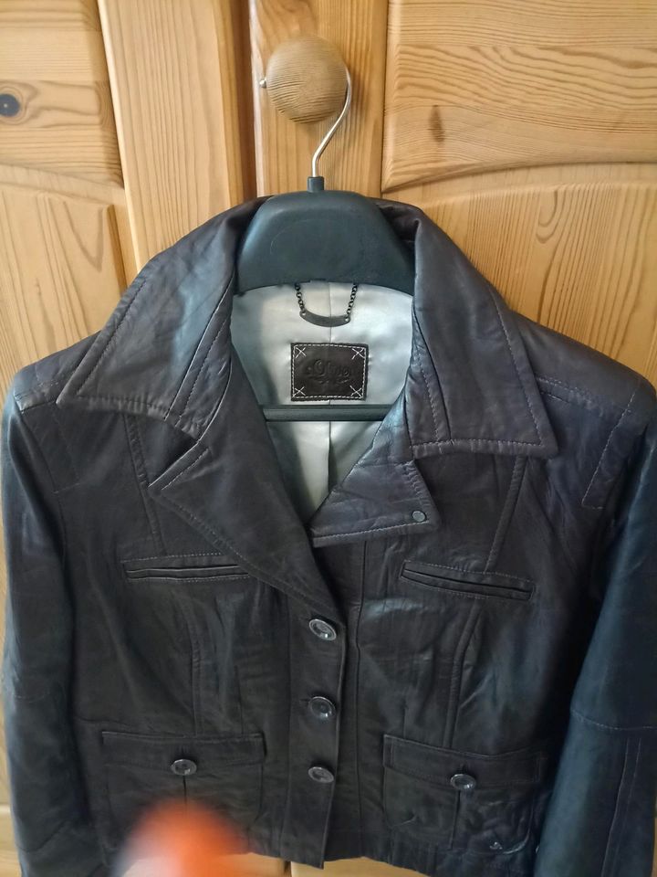 S. Oliver Lederjacke dunkelbraun Gr S kleine M Leder Sakko Damen in Gundelfingen