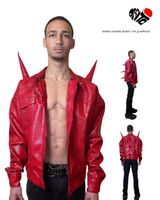 SUCHE Oxytos spiked leather jacket rote Lederjacke Baden-Württemberg - Karlsruhe Vorschau