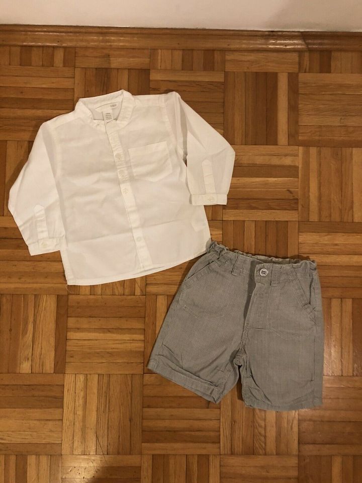 Set H&M Gr. 80 weißes Hemd kurze Hose Shorts festlich neuw. in Düsseldorf